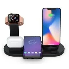 Беспроводное зарядное устройство 6 в 1 для телефонов iPhone и Samsung, часов, наушников